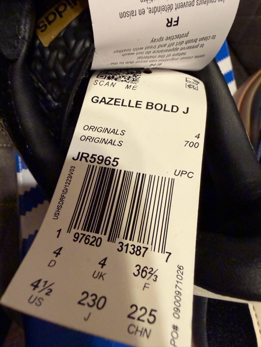 Adidas Gazelle Bold J Core Black Blue Spark Size 4.5 Y/6.5 Womens Velvet, NWB - Picture 12 of 15